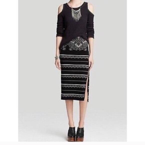Free people irreplaceable black&white pencil skirt size S - Picture 1 of 11